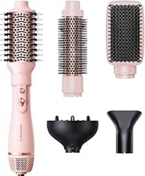 Blow Dryer Brush Set, Wavytalk Air Sculpt 5-in-1 Hot Air Brush Set, Multi Hair Styler for Salon Blowouts, Smooth Curls, Volumizing and Straightening, Sleek and Less Frizz, Pink