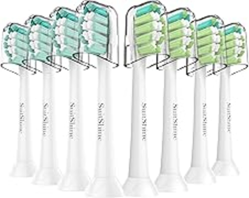 SuitShine Replacement Toothbrush Heads Compatible with Philips Sonicare and More Click-on Handles 8 Pack White