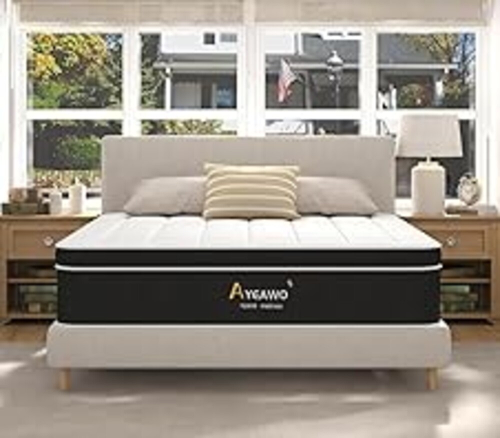 Ayeawo Queen Mattress 14 Inch, Hybrid Mattress Queen Size in a Box, Pressure Relief Gel Memory Foam and Motion Isolation Pocket Springs, CertiPUR-US, 365-Night Trial, Medium Firm