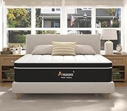 Ayeawo Queen Mattress 14 Inch, Hybrid Mattress Queen Size in a Box, Pressure Relief Gel Memory Foam and Motion Isolation Pocket Springs, CertiPUR-US, 365-Night Trial, Medium Firm