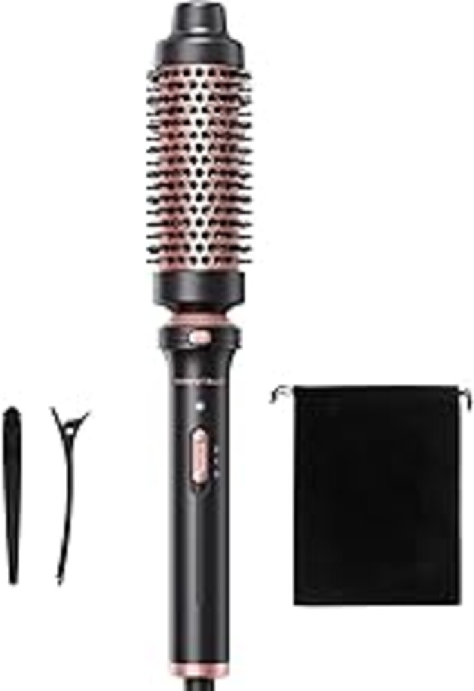 Wavytalk Thermal Brush, 1 1/2 inch Heated Round Brush with Detachable Head, Velvet Pouch and Dual Voltage for Travel, Easy to Create Blowout Look, Rose Gold