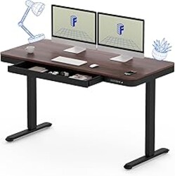 FLEXISPOT Comhar 55" Electric Standing Desk with Drawers, Quick Assembly Home Office Sit Stand Desk with Storage & USB Charging, Computer Workstation for Home Office (55" Wood, Dark Walnut/Black)