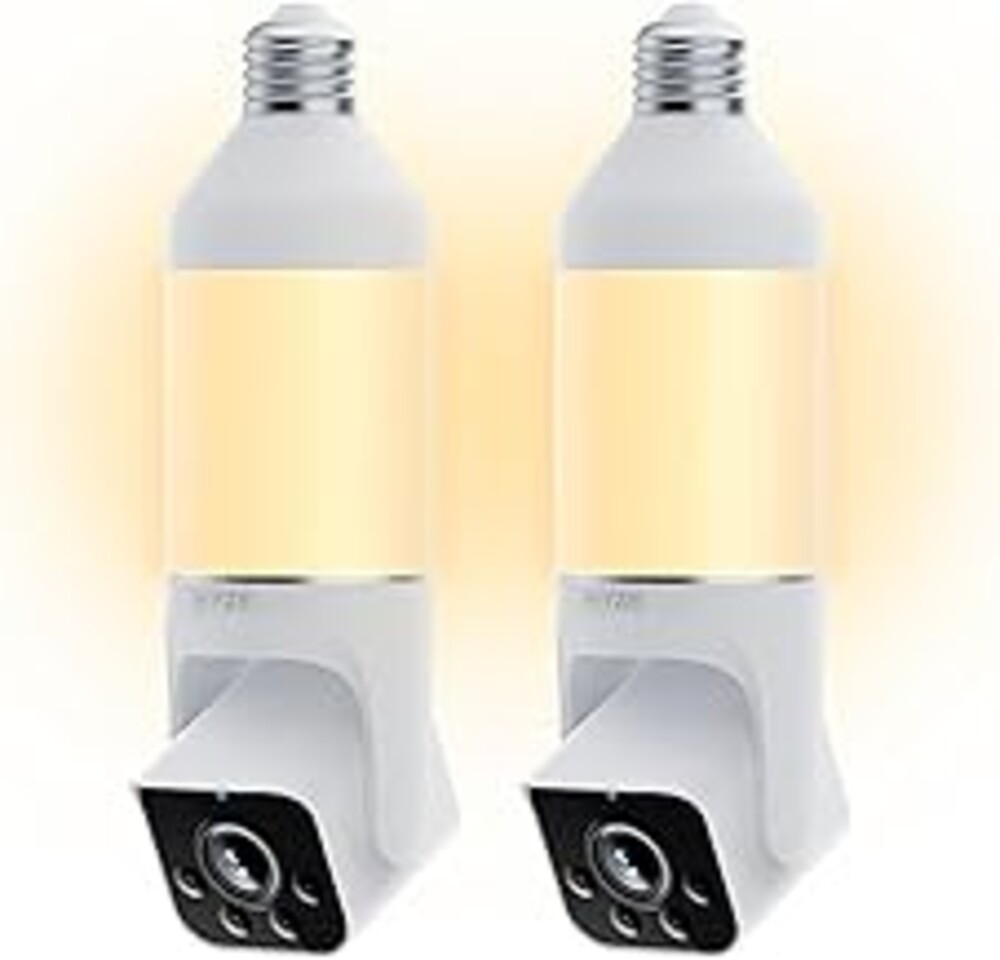 WYZE Bulb Cam Security Camera, 2K HD Outdoor Light Bulb Camera, Color Night Vision, Dimmable LED Bulb, Motion Detection, Siren Alarm, Works w/Alexa/Google Assistant (2 Pack)