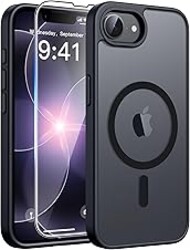FNTCASE for iPhone 17e Case: iPhone 16e Phone Case [Compatible with Magsafe] Translucent Matte Case with [Screen Protector] Military Grade Shockproof Protective Phone Cover-Black