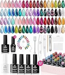 Beetles Cat Eye Gel Nail Polish Set - 36 Colors Gift Spree Red Purple Brown Green Burgundy Magnetic Christmas Gel Polish Kit Base Glossy Matte Top Coat Soak off UV DIY Salon Nail Art Gift for Women