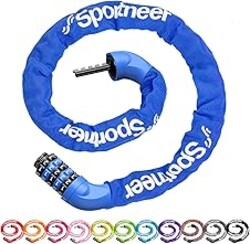Sportneer Bike Lock: 5 Digit Combination High Security Anti Theft Bike Chain Lock - 3.2/3.6/4ft Heavy Duty Keyless Bicycle Lock for Bike, Motorcycle, Scooter, Door & Gate - 4/6mm Thick, Easy to Use