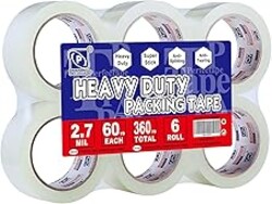 P PERFECTAPE Heavy Duty Packing Tape 6 Rolls, Total 360Y, Clear, 2.7 mil, 1.88 inch x 60 Yards, Ultra Strong, Refill for Packaging and Shipping