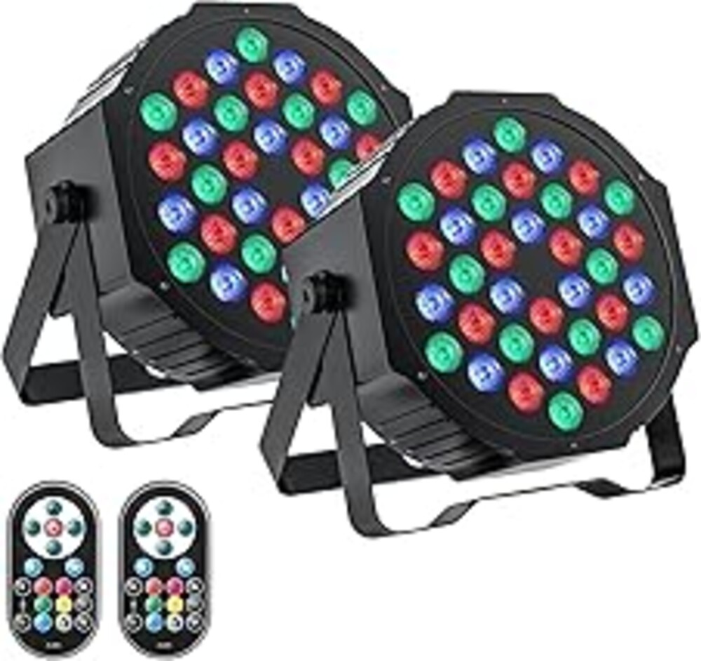 U`King LED Par Lights DJ Stage Light Corded RGB 36 LED with Sound Activated Control DJ Uplighting for Wedding Party Club Christmas Stage Lighting (2 Packs)