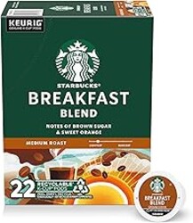 Starbucks K-Cup Coffee Pods, Medium Roast Hot or Iced Coffee, Breakfast Blend, 22 Keurig Pods ​