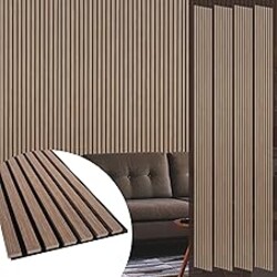 Yuzzy Wood Panels for Wall - 9 Feet Dark Walnut Wood Slat Acoustic Panels 4 PCS - Modern Sound Absorbing Wall Panels for Interior Wall Decor for Home, Office, Studio