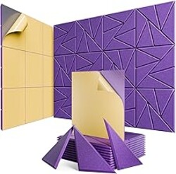 12 Pack Acoustic Panels with Self-Adhesive, 12"X 12"X 0.4"Sound Proof Foam Panels, Sound Panels High Density, Soundproof Wall Panels for Home Studio Office Purple
