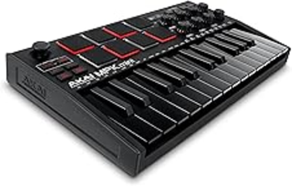 Akai Professional MPK Mini MK3 25 Key USB MIDI Keyboard Controller With 8 Backlit Drum Pads, 8 Knobs, Music Production Software and Native Instruments Sound Package (NKS Integration), Black