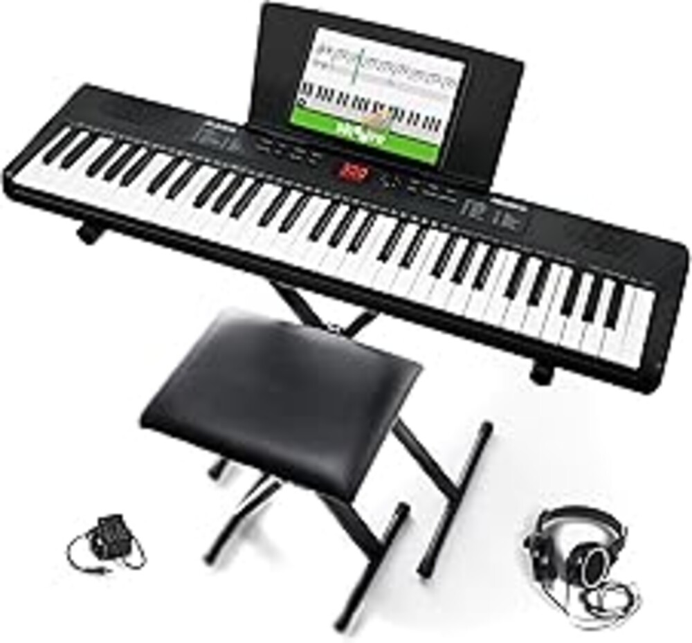 Alesis Melody 61 MK4 Keyboard Piano for Beginners with 61 Keys, Speakers, Stand, Bench, Headphones, Tablet/Sheet Music Stand, 300 Sounds and Music Lessons