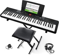 Alesis Melody 61 MK4 Keyboard Piano for Beginners with 61 Keys, Speakers, Stand, Bench, Headphones, Tablet/Sheet Music Stand, 300 Sounds and Music Lessons