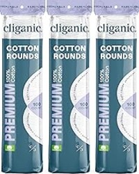 Cliganic Premium Cotton Rounds for Face (300 Count) - Makeup Remover Pads, Hypoallergenic, Lint-Free | 100% Pure Cotton