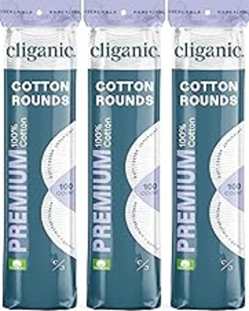 Cliganic Premium Cotton Rounds for Face (300 Count) - Makeup Remover Pads, Hypoallergenic, Lint-Free | 100% Pure Cotton
