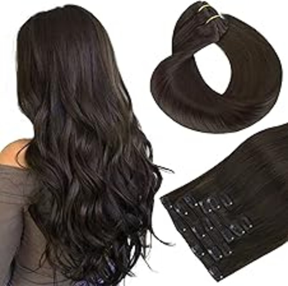 HOTBANANA Human Hair Clip in Hair Extensions, Dark Brown 120g Clip in Hair Extensions Real Human Hair Straight Remy Hair 22 Inch 7pcs