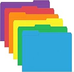 File Folder, PANDRI 120 Pack Colored File Folder, 1/3 Cut Tab, Letter Size, Assorted 6 Colors Filing Folder for Office School Business
