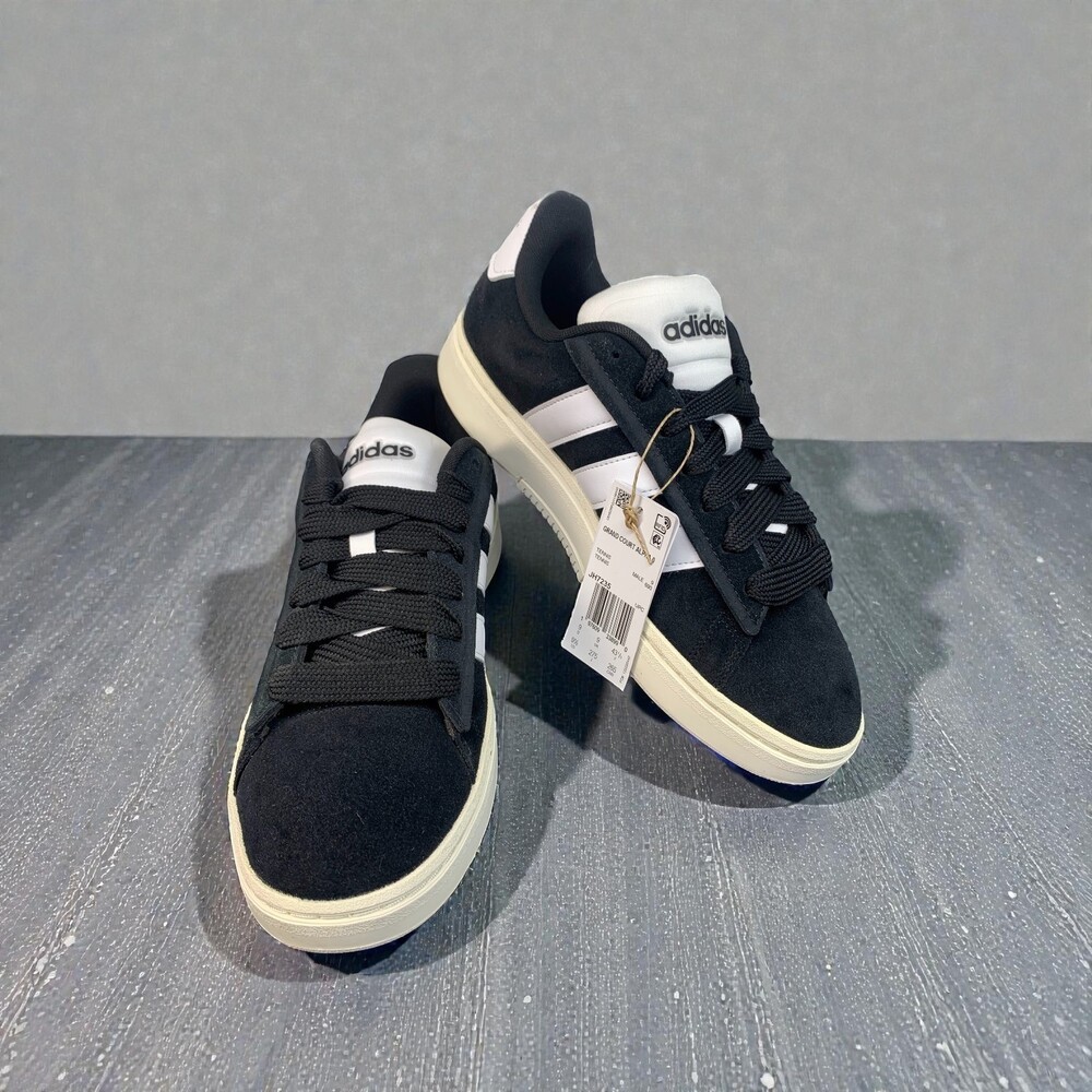 Adidas Grand Court Alpha 0 Mens 9.5 Black Suede Tennis Sneakers JH7235 NEW