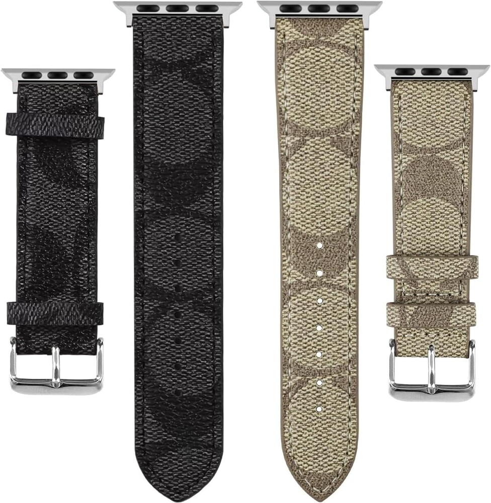 Compatible with Apple Watch Ultra Band 38mm 40mm 41mm 42mm 44mm 45mm 46mm 49mm Series 10/9/8/7/6/5/4/3/2/1iwatch bands,Luxury Monogram Retro Soft Strap Replacement Sport band for Women Men