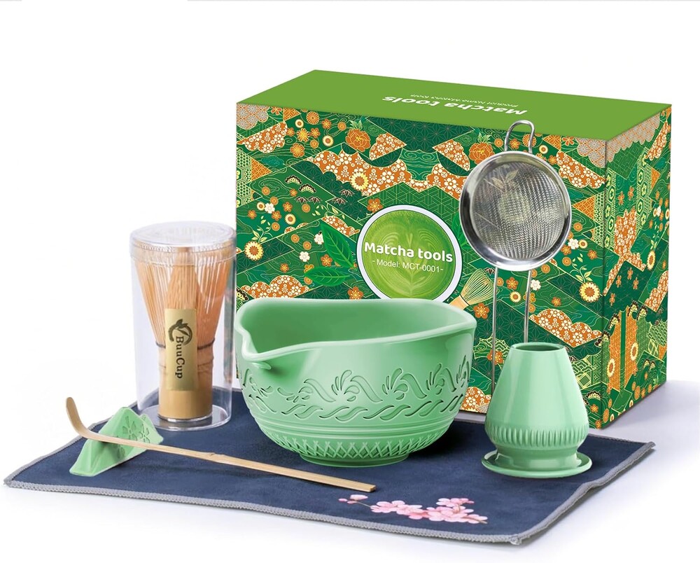 510mL Matcha Whisk Set: 8 Pcs Complete Ceramic Matcha Kit with Handcrafted Bamboo Chasen & Bowl - Frothy Tea Ceremony, Romantic Morning Ritual - Gift for Mom & Beginners