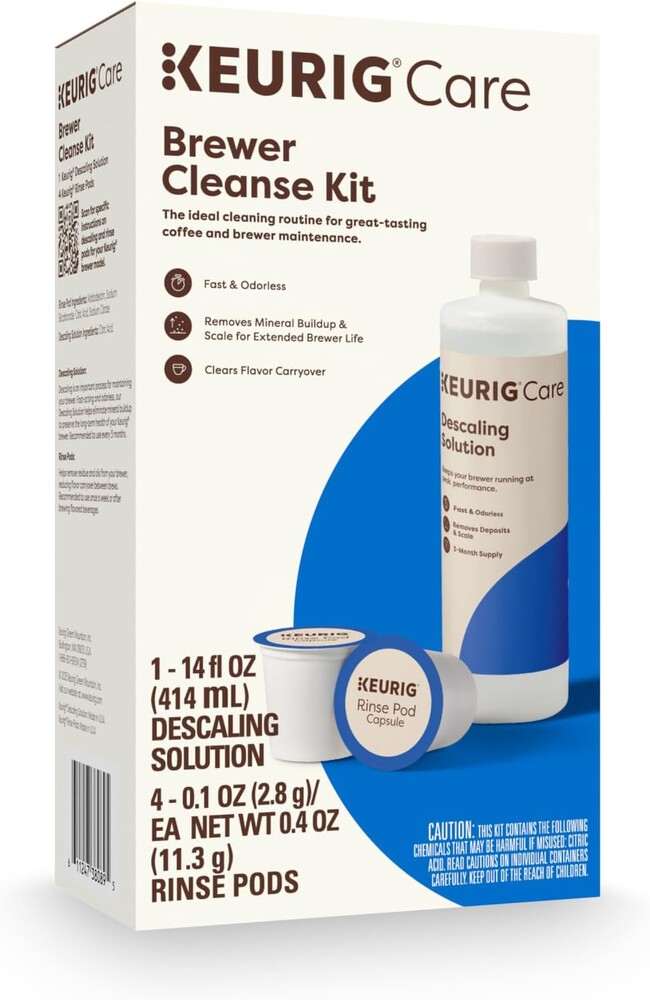 Keurig Brewer Cleanse Kit For Brewer Descaling and MaintenanceIncludes Descaling Solution & Rinse Pods, Compatible with Keurig Classic/1.0 & 2.0 K-Cup Pod Coffee Makers, 5 Count