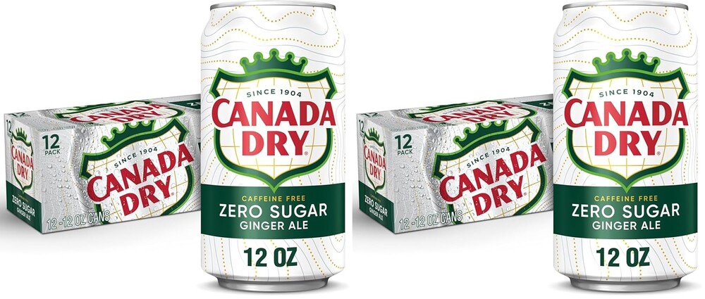 Canada Dry Zero Sugar Ginger Ale | 12 fl. oz. Cans | 12 Pack | Pack of 2