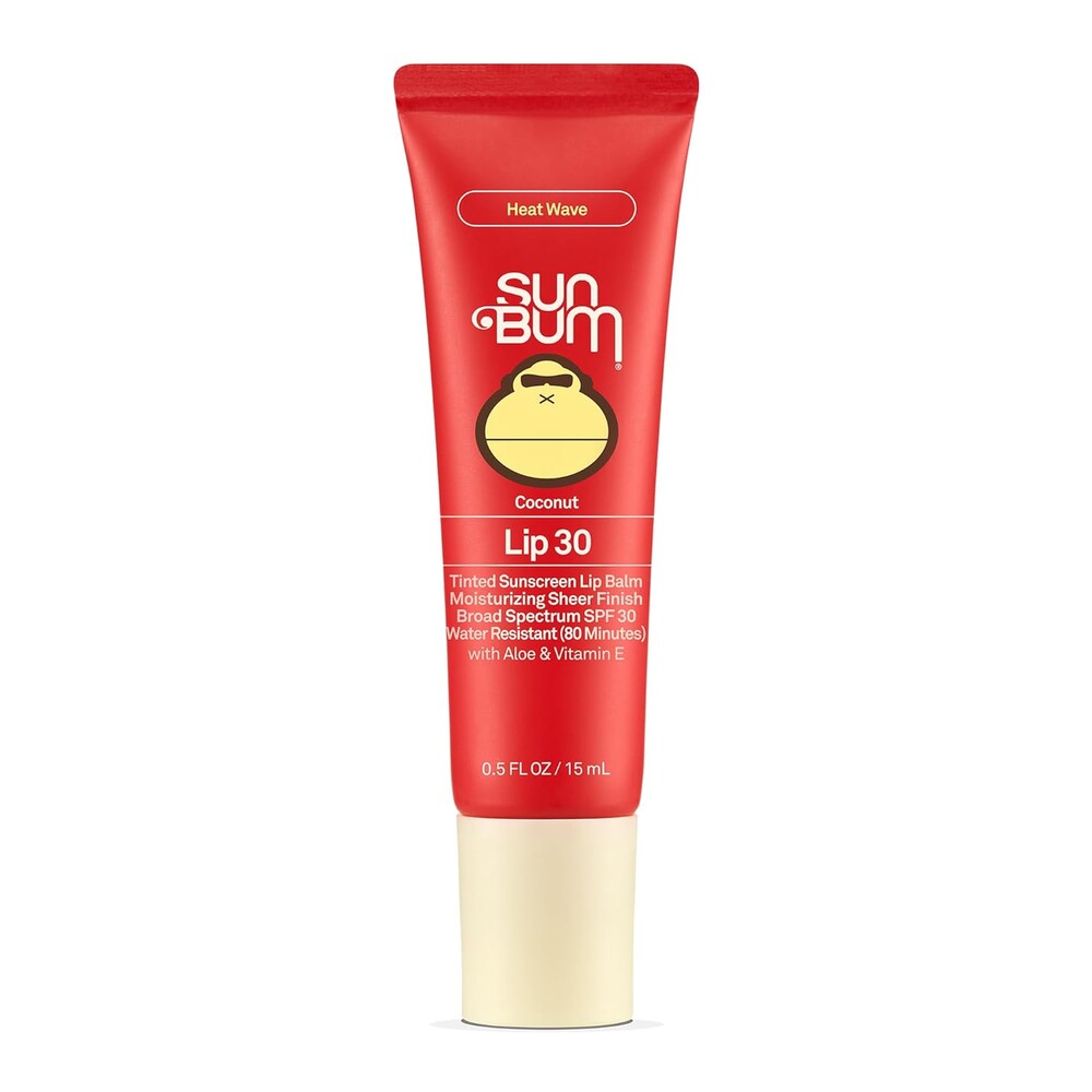 Sun Bum SPF 30 Sunscreen Heat Wave Tinted Lip Balm - Coconut Flavor Broad Spectrum Moisturizing with Aloe & Vitamin E - Hawaii 104 Act Compliant (Made Without Octinoxate & Oxybenzone) - 0.5 oz