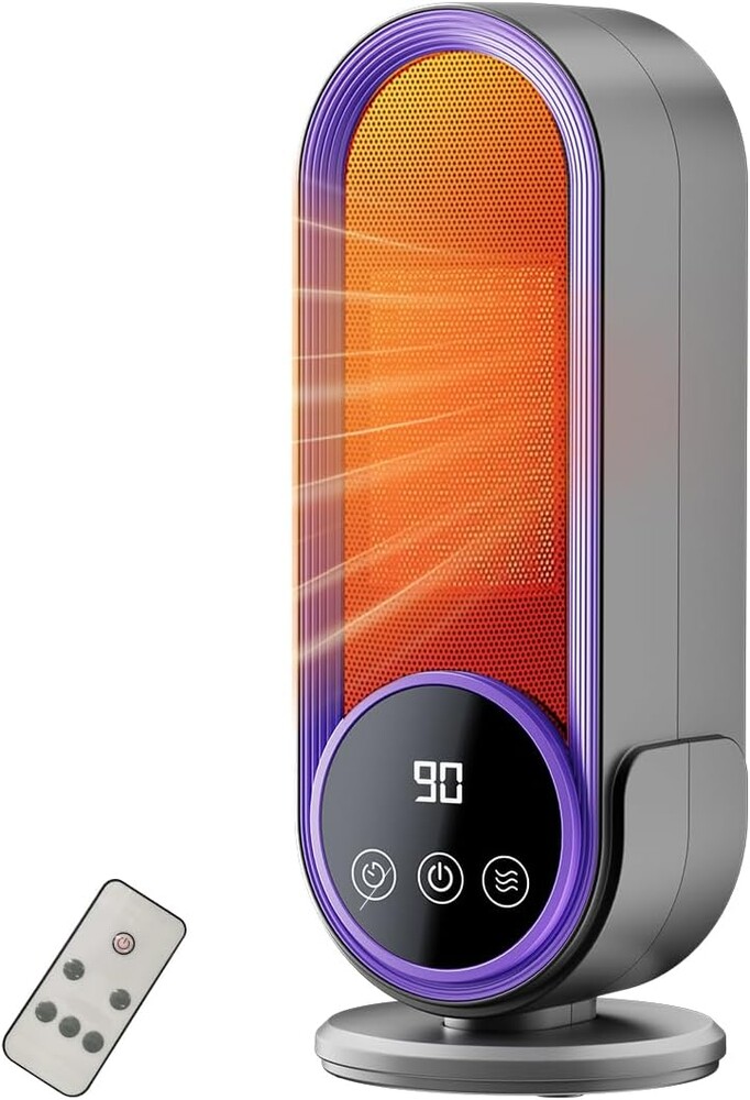 Space Heater Indoor - Energy Efficient Portable Heater with Adjustable Thermostat,1200W PTC Rapid Heating Ceramic Technology with Remote,Intelligent Timing