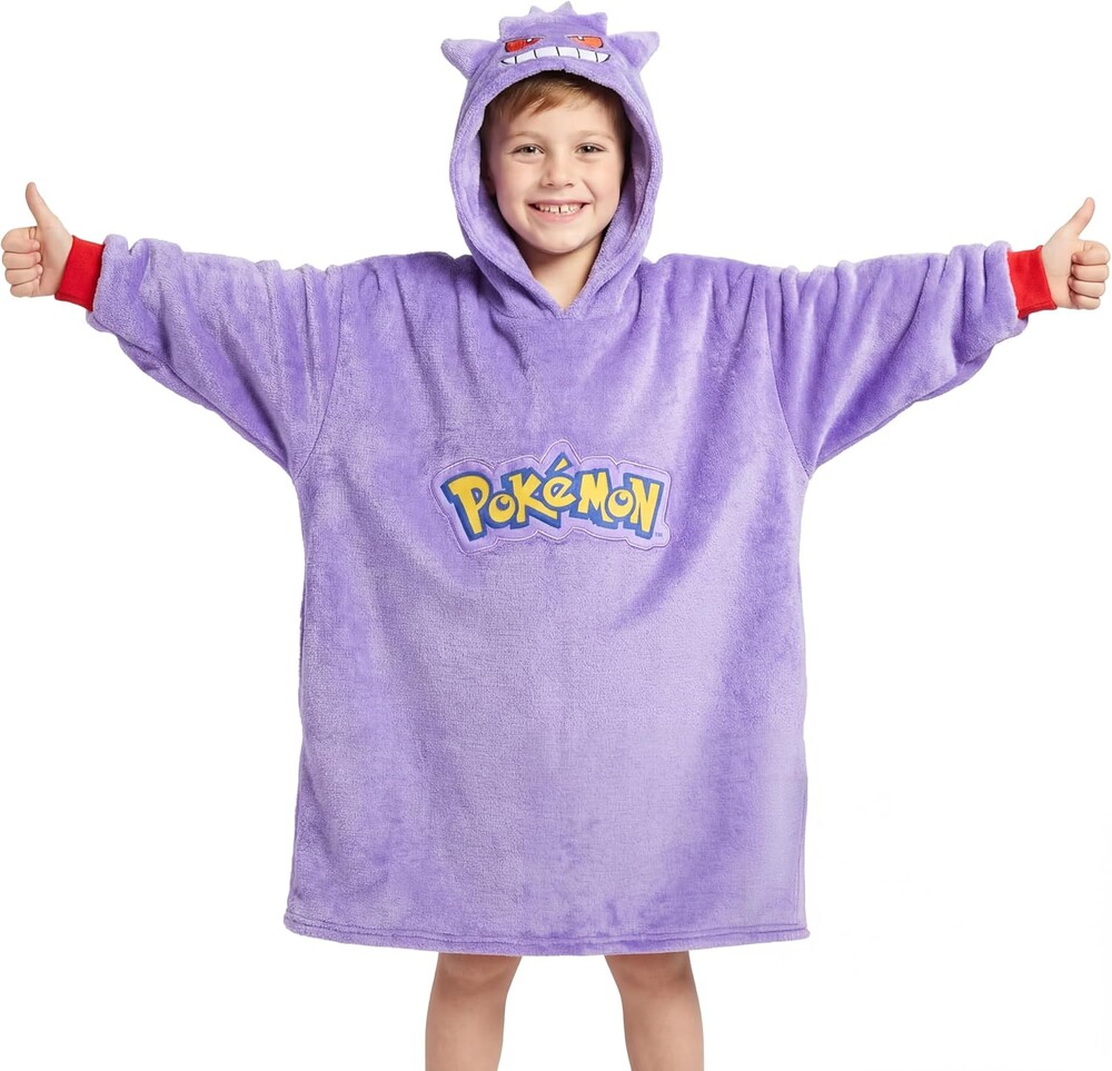 Pokemon Blanket Hoodie for Kids Teens Oversized Fleece Wearable Hoodie Blanket Pikachu Loungewear Gifts for Boys