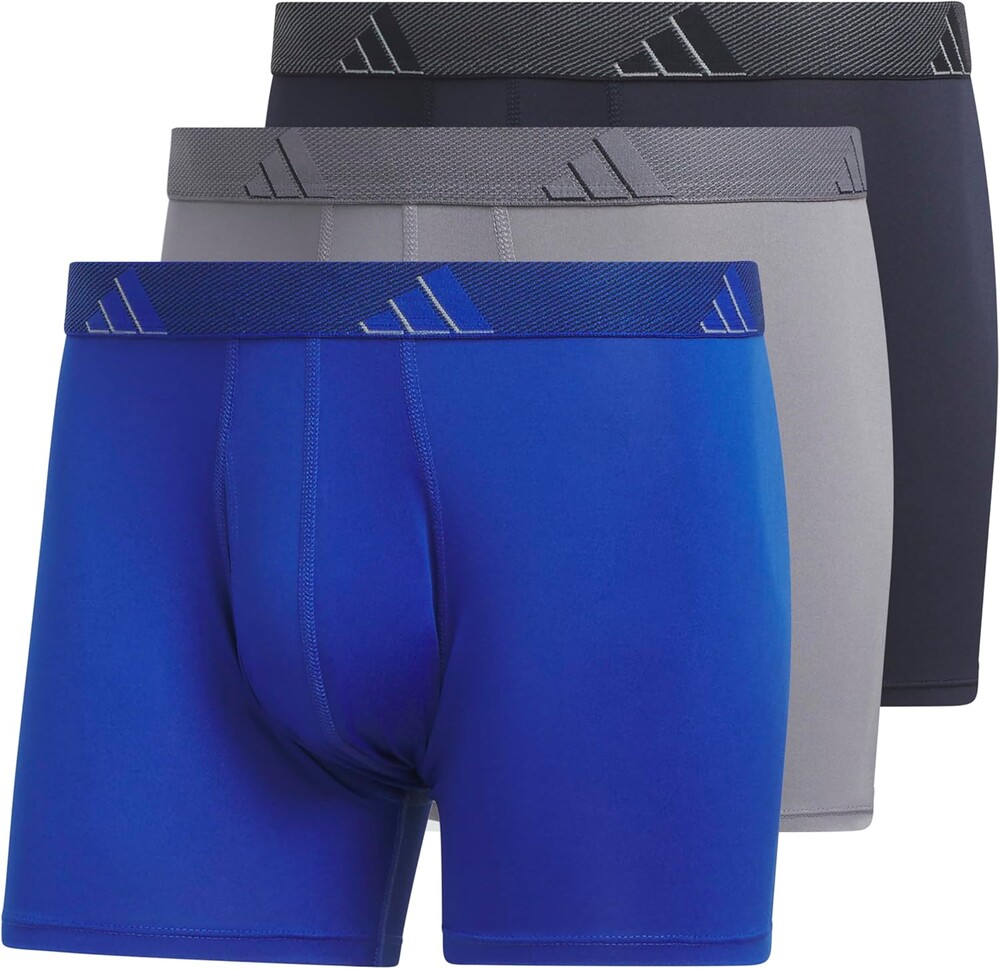adidas Men's Microfiber Trunk Briefs (3-pack) performance Stretch Moisture-wicking Underwear