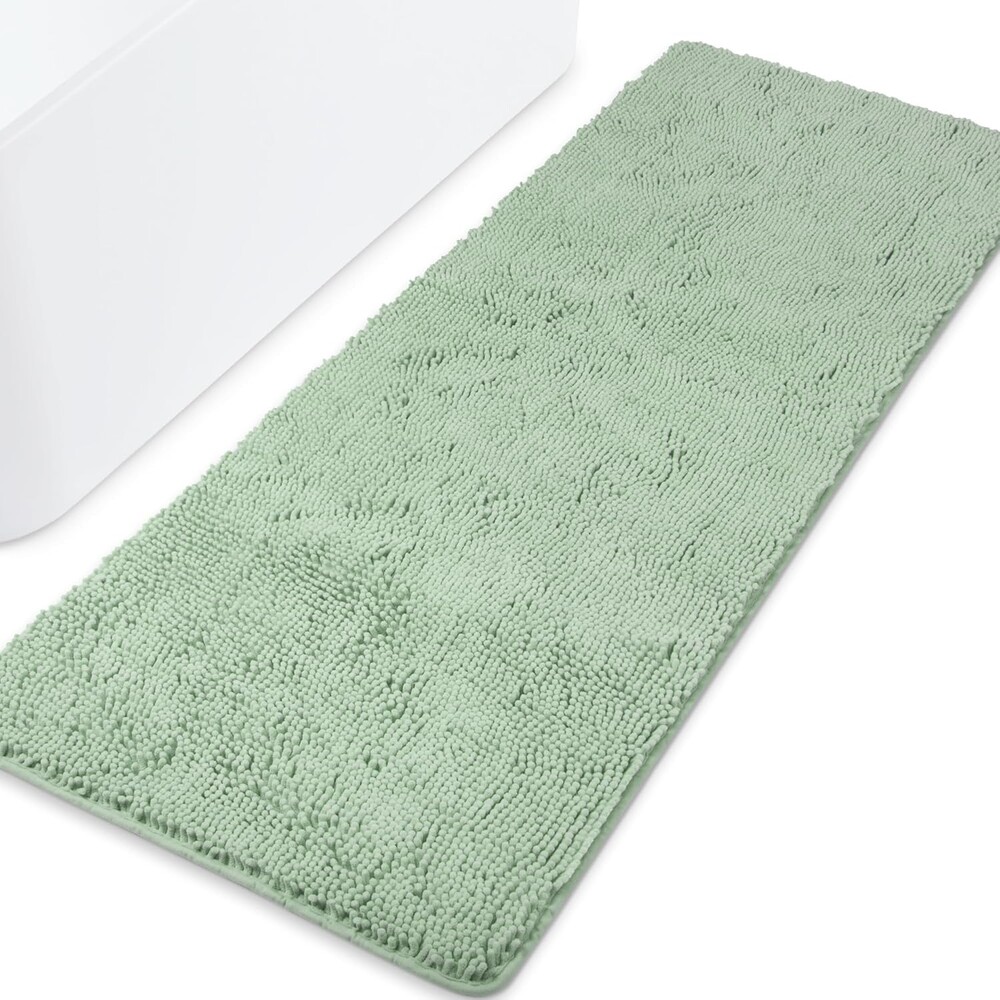 Yeaban Bathroom Runner Rugs 24 x 72 Non Slip – Thick Chenille Long Bath Mat | Absorbent and Washable Extra Large Bath Rug, Soft Runner Rug for Bathroom, Shower, Sink - (Sea Foam)