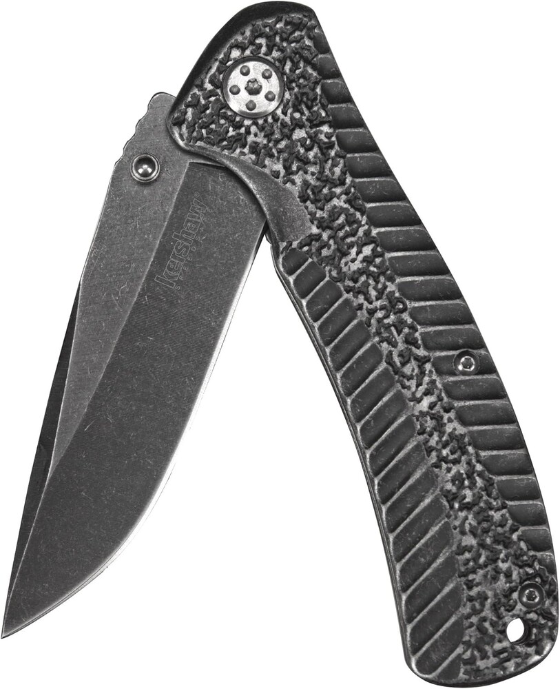 Kershaw Starter Folding Pocket Knife (1301BW); 4Cr14 Steel Blade With Black-Oxide BlackWash Finish, SpeedSafe Assisted, Single-Position Deep Carry Clip; 3.5 oz., 3.5 In. Blade, 7.9 In. Overall Length