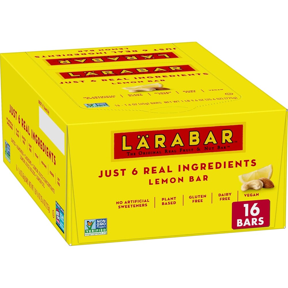 Larabar Lemon Bar Fruit and Nut Bars, Gluten Free and Vegan, 25.6 oz, 16 Ct