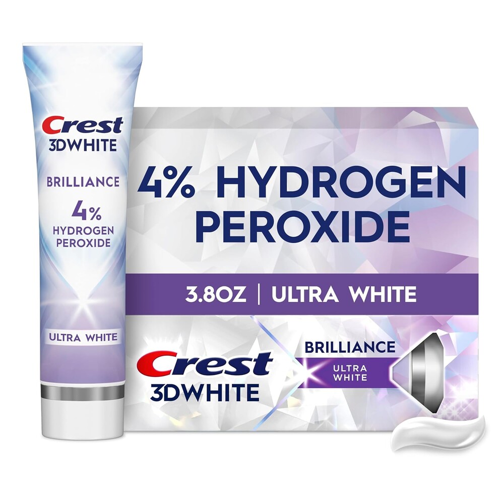 Crest 3D White Brilliance Pro Ultra White Teeth Whitening Toothpaste, 3.8 oz, Anticavity Fluoride Toothpaste, 4% Hydrogen Peroxide, Active Whitening Protection