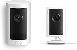 Ring Indoor Cam Plus, Plug-In (Newest Model), White with Outdoor Cam Plus, Battery, White