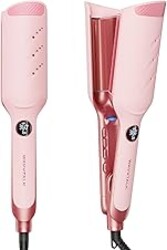 Wavytalk Power Wave Hair Crimper, Curling Iron Hair Crimper Waver, Ventilation Design for Less Damage, Ionic Reduces Frizz, Effortless-Waver, Dual Voltage Crimping Iron, Pink
