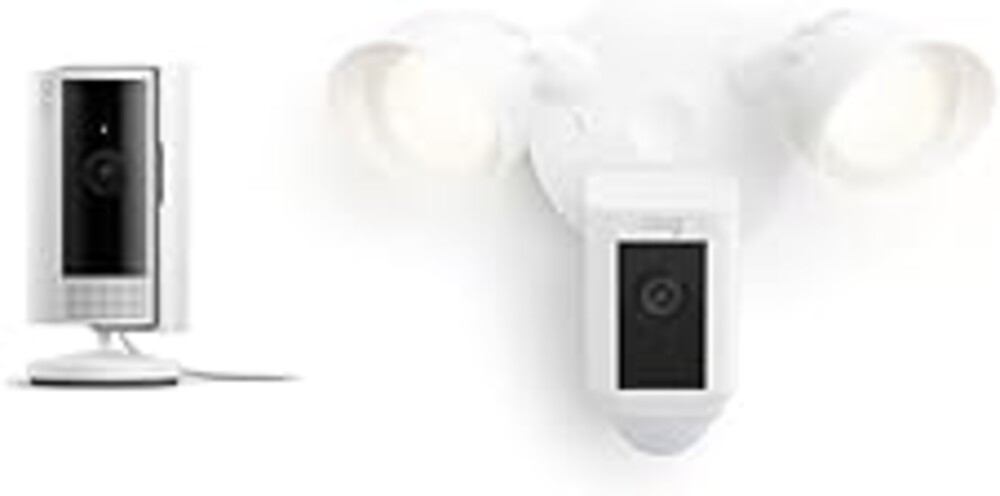 Ring Floodlight Cam Wired Plus with All-new Ring Indoor Cam, White