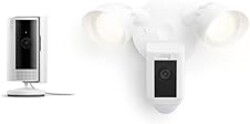 Ring Floodlight Cam Wired Plus with All-new Ring Indoor Cam, White