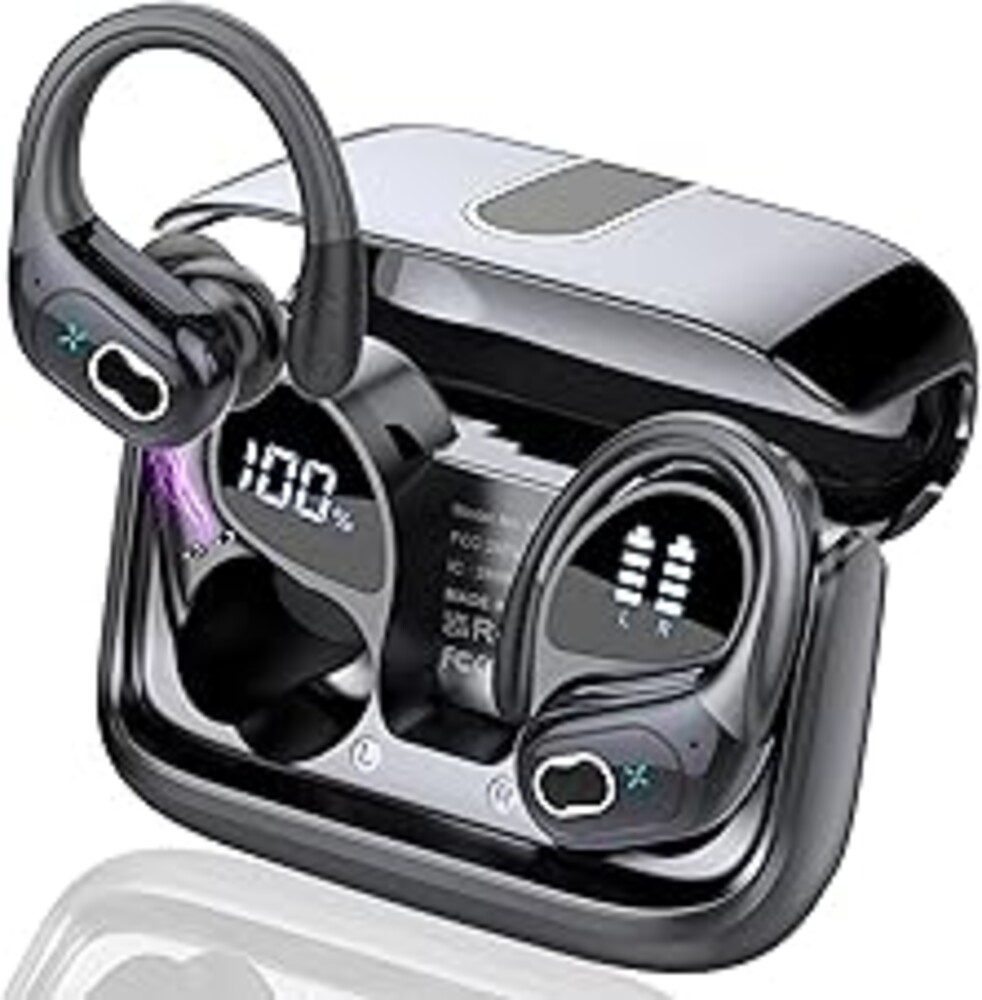 Wireless Earbuds 75hrs Bluetooth 5.4 Headphone Sport, 2026 Bluetooth Earbuds Stereo Deep Bass Over Ear Bud with Earhooks, ENC Noise Cancelling Mic, IPX7 Waterproof Earphone for Gym/Running/Workout