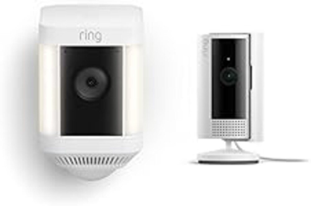 Ring Spotlight Cam Plus Battery with All-new Ring Indoor Cam, White