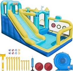 Sibefiy Bounce House, 8-in-1 Gameplay Mode Inflatable Bounce House for Kids, Sturdy and Durable Bouncy House with Blower, Family Backyard Bouncy Castle with Slide for Indoor Outdoor