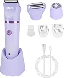 Ufree Bikini Trimmer Electric Razors for Women, Rechargeable Pubic Body Hair Trimmer Electric Shaver for Legs Body Hair, Bikini Shaver IPX7 Waterproof, Gifts for Women, Purple