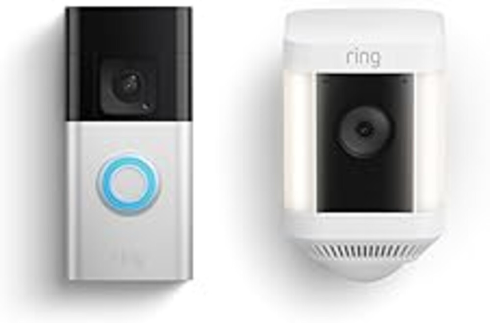 Ring Battery Doorbell Plus with Ring Spotlight Cam Plus (White)