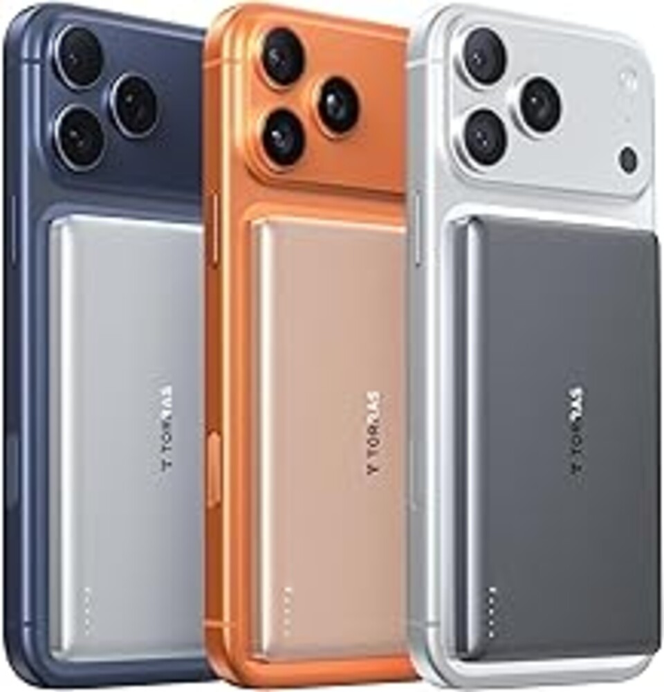 TORRAS MiniMag Power Bank, Ultra Slim 5,000mAh Wireless Portable Charger with USB-C Cable, Fast Charging iPhone Air Magnetic Battery Pack, Compatible for iPhone 17/16/15/14/13/12, Glacier Gray