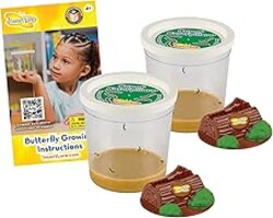 Insect Lore Two Cups of Caterpillars - Butterfly Garden Kit Refill – Raise and Release Painted Lady Butterflies – Includes Two Chrys-A-Lid Holding Logs and Instructions