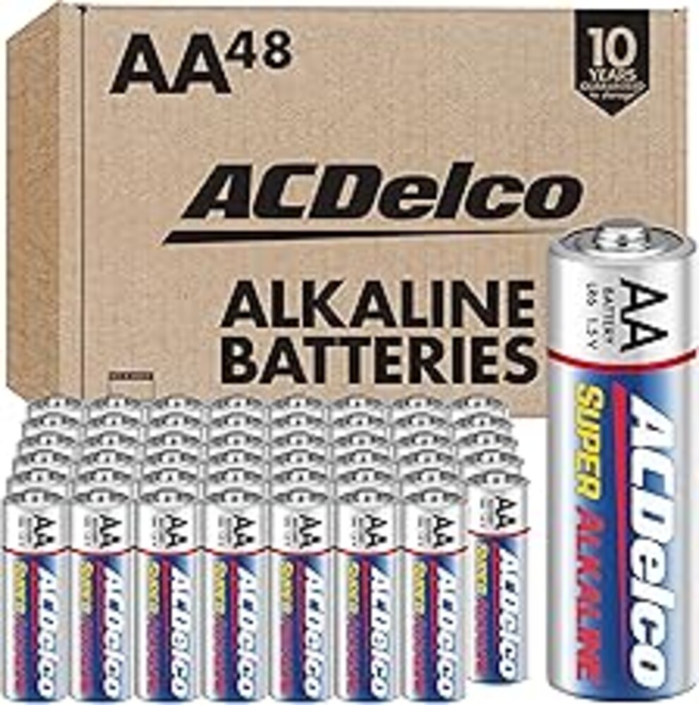 ACDelco 48-Count Double AA Batteries, Maximum Power Super Alkaline Battery, 10-Year Shelf Life, Reclosable Packaging