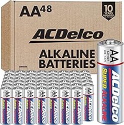 ACDelco 48-Count Double AA Batteries, Maximum Power Super Alkaline Battery, 10-Year Shelf Life, Reclosable Packaging