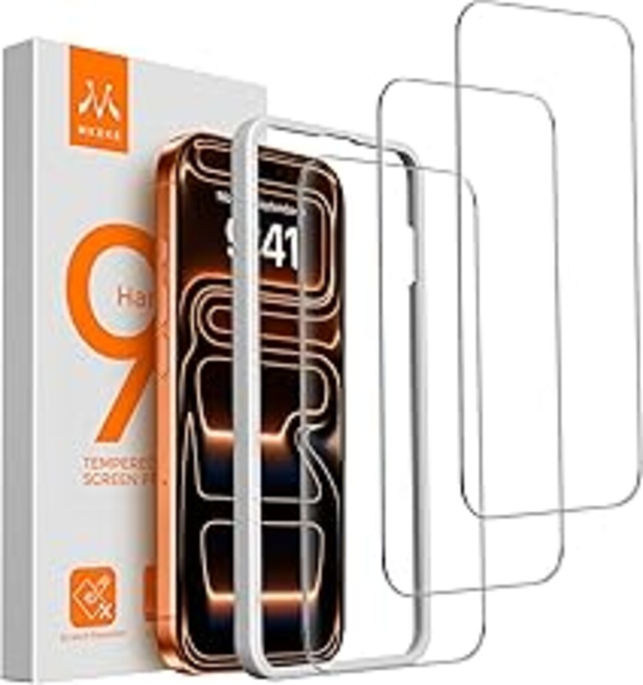 Mkeke 3 Pack Screen Protector for iPhone 17 Pro Max 6.9"，[9H+ Tempered Glass] [Easy Installation Frame][Military-Grade Drop Protection] HD Clear, Anti-Scratch, Bubble Free