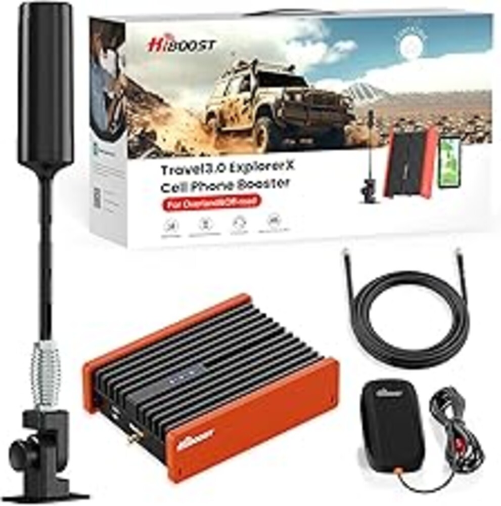 HiBoost Cell Phone Signal Booster for Overland and Off-road Vehicle | Boosts 5G & 4G LTE for All Carriers - Verizon, AT&T, T-Mobile & More | Folding Antenna Mount | Ultra-stable Booster | FCC Approved